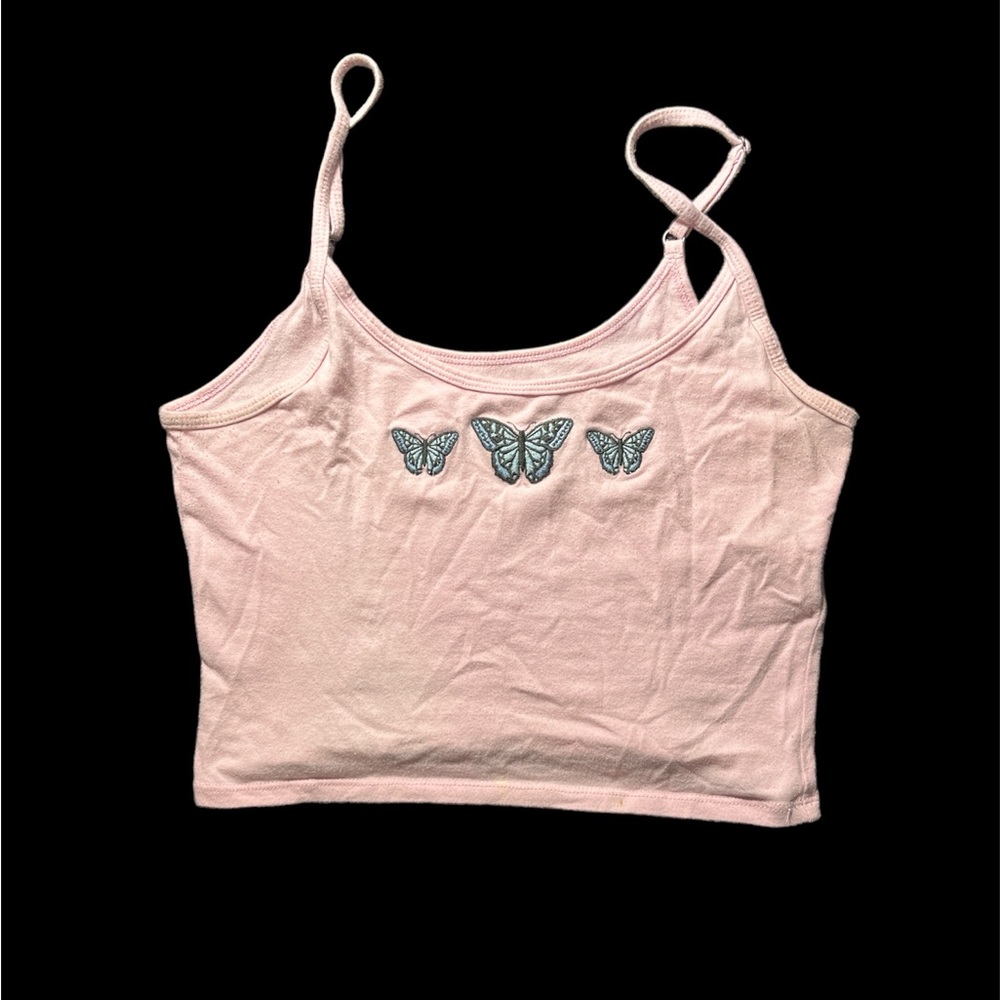 Pink Butterfly Detail Hollister Crop Top